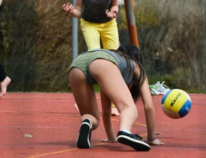 Street Candid Photo of College Teen JB Playing Ball