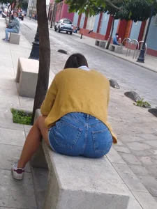 Long-legged girl, distracted