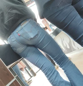 Two cute chicks in tight jeans at kfc and bk