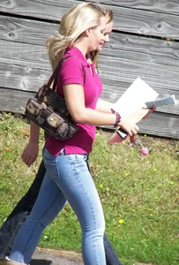 Gorgeous Blonde In Tight Figure Hugging Jeans