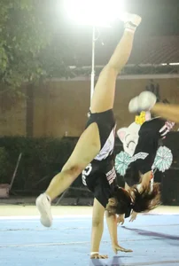 Bunch of athletic Thai cheerleaders at a competition