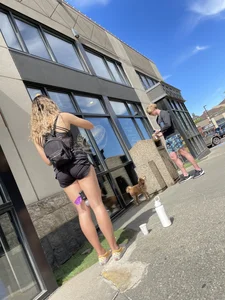Plump teen VPL biker shorts