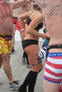 Sexy brunette in her panties for a panty run