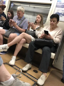 Subway hottie wearing shorts