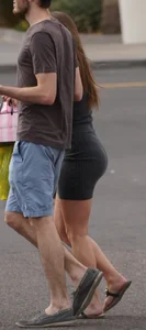 Curvy and beautiful lady in a short skirt with her man