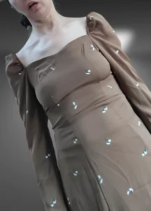 Mature milf in a dress with saggy tits creespshot