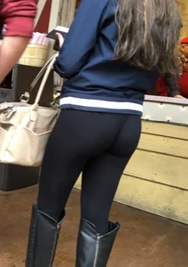 Sexy girl in tight leggings with a great ass and wedgie