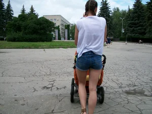 Sexy Candid Milf in Denim Shorts Street Creepshot