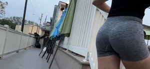 Could have watched all day. Skin tight grey shorts
