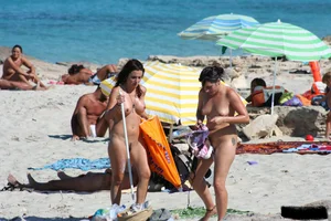 Bunch of sexy ladies on a nude beach