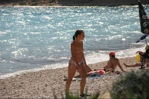 Nude beach girls in Baska, Croatia
