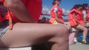 Milf in yellow shorts with vpl and a wedgie
