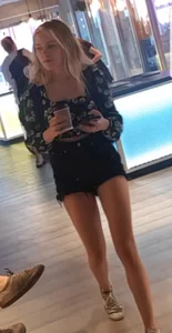 Girl in Mini Shorts with Cute Sexy Legs Mall Creepshot