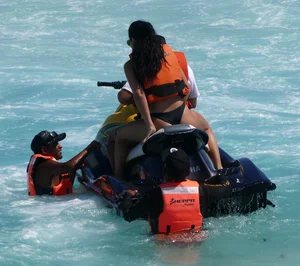 Jet ski babe with a nice ass in black thong