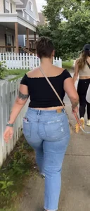 Huge ass in blue jeans suburban creepshots