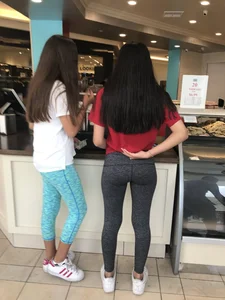 Skinny Girl in Yoga Pants With Thin Legs and Great Smoking Butt