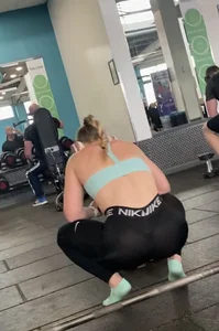 EXTREME see through leggings showing thong at the gym