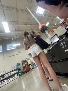 Tall blonde booty peeking out of shorts😼(OC)