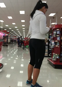 Brunette with amazing ass in leggings shopping at Target