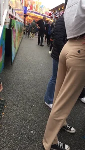Cute teen ass at funfair
