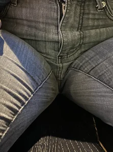 Candid Girl's Crotch Closeup in Tight Grey Jeans