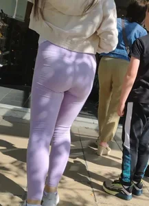 Cute teen in lilac leggings