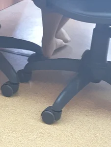 College Teen's Feet in Pantyhose With Her Sneakers Taken Off Creepshots Gallery