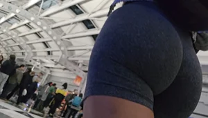 Hot Ass Latina Girl in Grey Biker Shorts (GIFS)