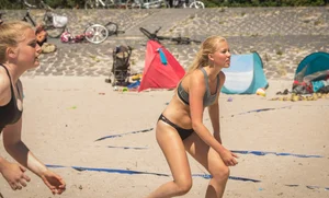 Beach volleyball babes in bikinis