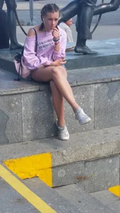 Cute Girl in Denim Shorts with Hot Legs Street Creepshots