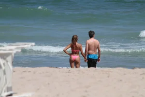 Big collection of various sexy girls on a beach in bikinis