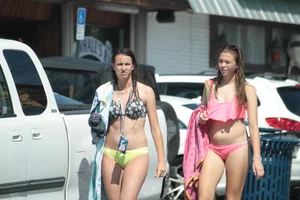 Sexy Florida beach bikini girls, some topless