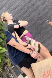Tight Fit Blonde with Incredible Bubble Butt in Magenta Aurola Shorts
