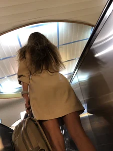 Girl in a Dress with Thin Legs in High Heeled Sandals Subway Creepshots