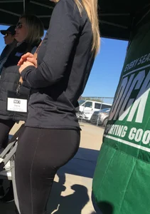 Dicks girl in leggings with an incredible ass