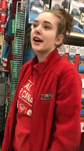 Sexy Canadian employee with glasses in tight leggings showing her awesome ass