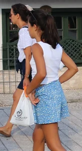 Skinny girl wearing shorts on the street