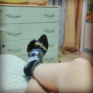 Legs in Socks Bed Closeup Selfie