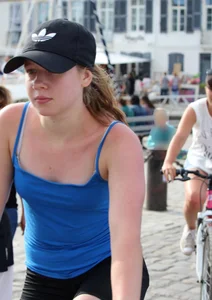 Cute teen bike rider in spandex shorts with a nice ass and vpl