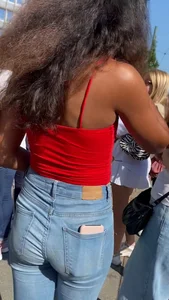 Mix of nice asses out in tight jeans
