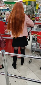 Redhead in the Supermarket Candid Photo