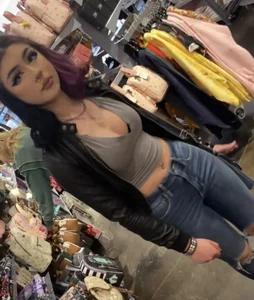 Amazing goth teen with her tits out