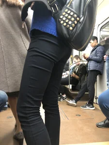 Skinny Ass and Legs in Tight Pants Subway Train Closeup Creepshot