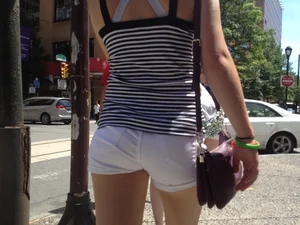 Philly girl with a nice ass in white shorts with vpl