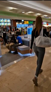 German girl caught me  jeans ass gap + Faceshot