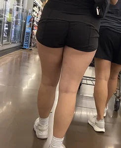 Cute college girl at Walmart in tight lulu shorts