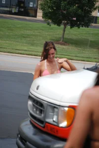 Various sexy girls at car washes in bikinis