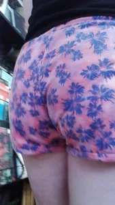 Girl at the record store in shorts with a nice booty and vpl