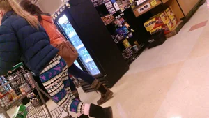 Girl in Colorful Tights Supermarket Creepshot