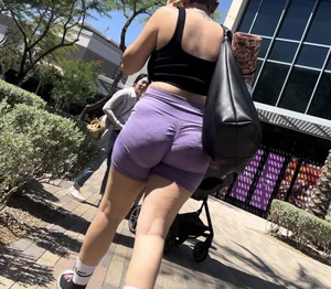 Latina jiggling in purple shorts after yoga (OC)